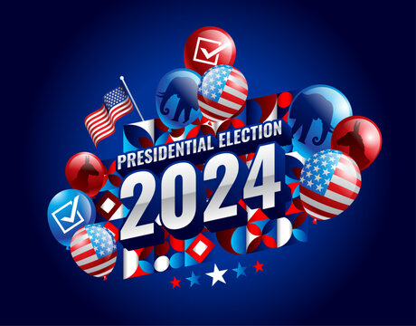 US Presidential Election Banner Background for year 2024. American Election campaign between democrats and republicans. 
