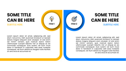 Infographic template. 2 items with icons and space for text