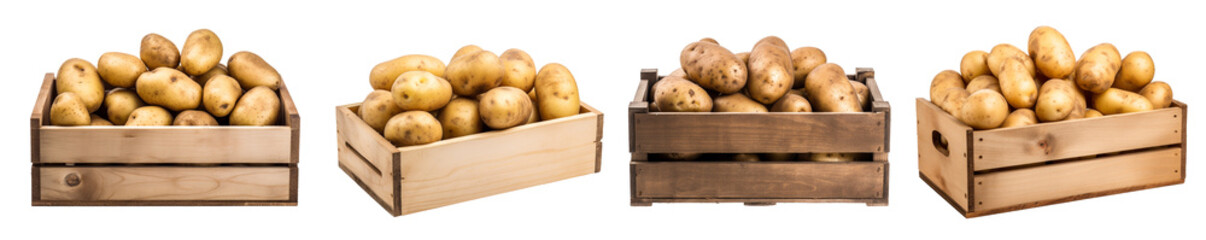 isolated illustration of potatoes in a basket. Created with Generative AI	
 - obrazy, fototapety, plakaty