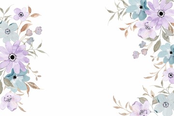 Spring Purple Blue Floral Watercolor Background