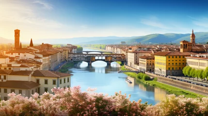 Photo sur Plexiglas Ponte Vecchio Sunny spring cityscape of Florence