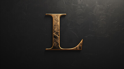 Golden letter L on black textured background. 3D Rendering - obrazy, fototapety, plakaty