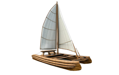 Wood Boat Catamaran on Transparent Background, PNG, Generative Ai