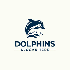 Dolphin Logo Design. Flat Logo Vector Template