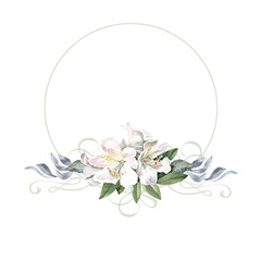 design element with white redodendron flowers, birthday, female, women's day, mother's day,