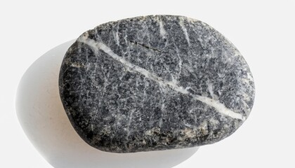 Gray black one marble stone. Isolated on a white background