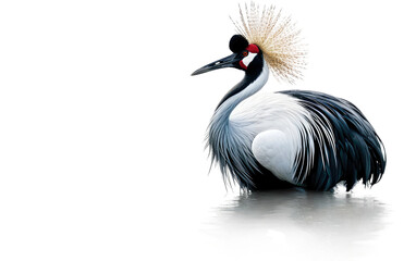 Fototapeta premium Graceful Crane in Water on Transparent Background, PNG, Generative Ai