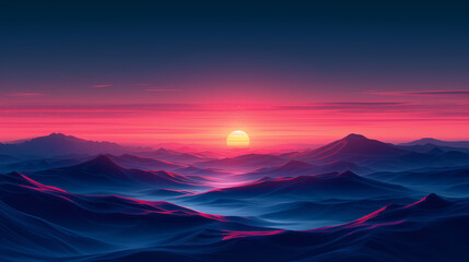 Stunning Sunset Over Mystical Blue Mountains: A Breathtaking View of Nature’s Beauty