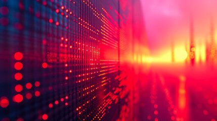 Obraz premium Urban Grid: Sunset Silhouette of Digital Poles