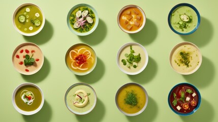 Fototapeta premium Nutritious soups and broths, which are the basis of the detox program