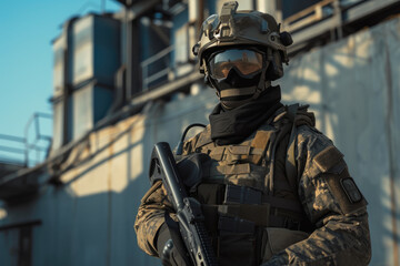 Obraz premium Vigilant Guardian: Soldier on Duty