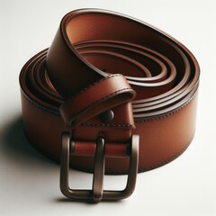 brown leather belt isolated white
