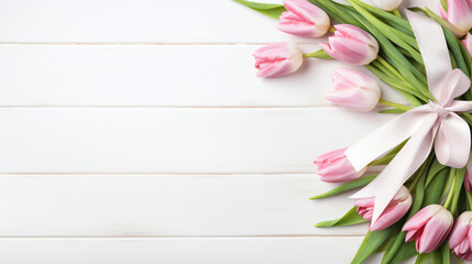 Top view of a white wooden background