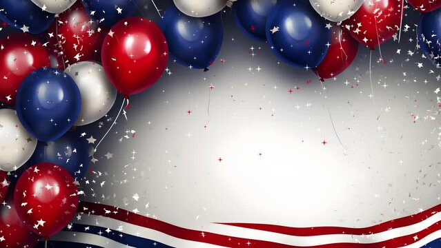 Happy President's Day animated background with balloons and particles. Generative AI