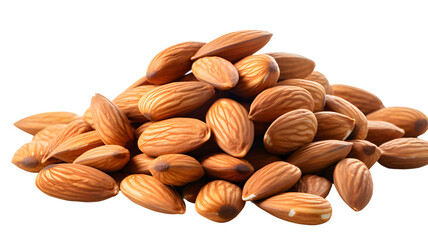 Almonds isolated on white background, transparent PNG background