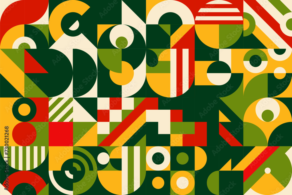 Aufkleber mexican modern geometric motif with abstract bauhaus pattern, vector background. mexican flag colors