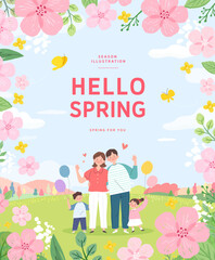 Spring template with beautiful flower. Vector illustration
