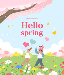 Spring template with beautiful flower. Vector illustration
