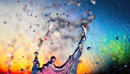 Defocus blurred transparent colorful water splash