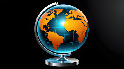 globe on black background