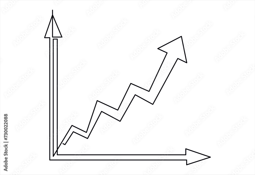 Poster continuous line drawing graph up illustration vector isolated