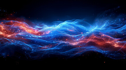 Wavy and spacial abstract background in red and navy blue 