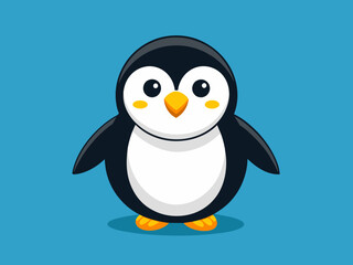 Flat Logo of Vector Cute Penguin Cartoon