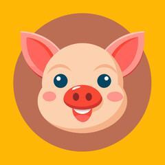 Cute Vector Illustration of a Pig