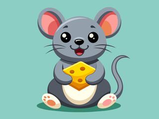 Adorable Cartoon Logo of a Mouse Enjoying Cheese