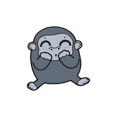 cartoon gorilla comic monkey doodle vector illustration isolated on white background