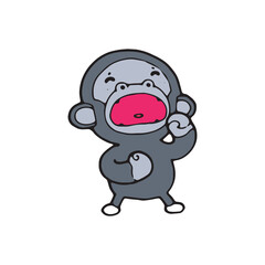 cartoon gorilla comic monkey doodle vector illustration isolated on white background