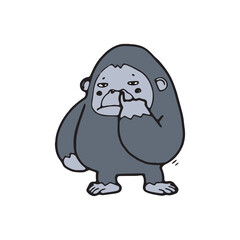 cartoon gorilla comic monkey doodle vector illustration isolated on white background
