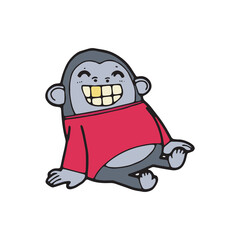 cartoon gorilla comic monkey doodle vector illustration isolated on white background