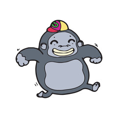cartoon gorilla comic monkey doodle vector illustration isolated on white background