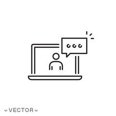 webinar or conference icon. Online training through distance meeting, thin line symbol isolated on a white background, editable stroke eps10 vector illustration