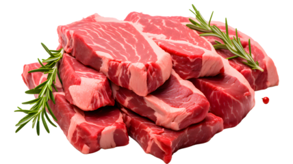 Raw beef meat isolated, red meat, beef,  transparent PNG background