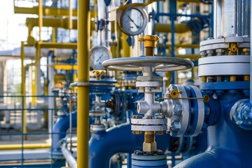 Oil and gas processing plant with pipe line valves, gas compression