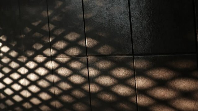 Sunflares coming from the fence at the patio, sunset on a summer day, at the porch