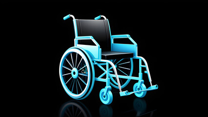 Fototapeta na wymiar wheelchair icon clipart isolated on a black background. with black copy space.