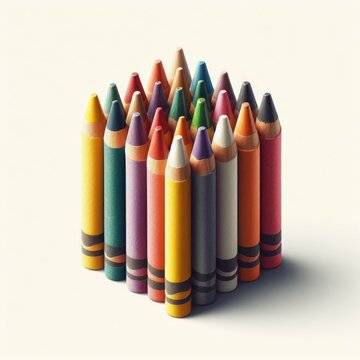 crayons on white background
