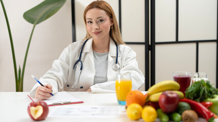 young dietitian woman preparing food