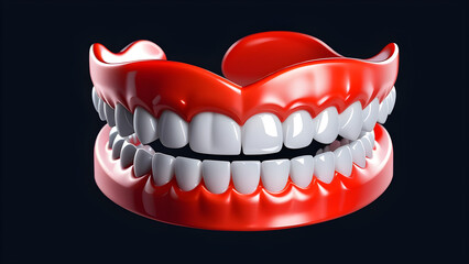 dentures clipart isolated on a black background. with black copy space. tooth with a smile