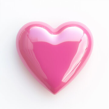 Pink heart isolated on white background. 3d render and illustration. Valentine's Day. Isolated.