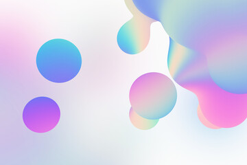 A 3D-rendered blend of pastel-colored metaball elements creates a soft, fluid, and iridescent backdrop with a futuristic touch