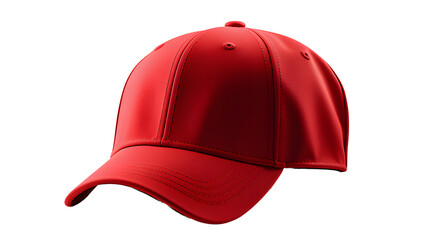 Red baseball cap, red hat, red sports cap, sports, athlete, cap isolated, transparent PNG background - obrazy, fototapety, plakaty