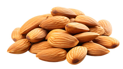 Almonds isolated on white background, transparent PNG background