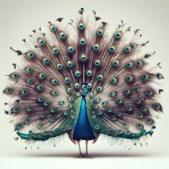Fotobehang peacock with feathers on white  © Садыг Сеид-заде