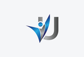 Creative latter U with man unity combination icon logo