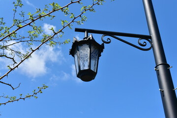 old street lamp of blue sky