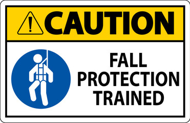 Hard Hat Decals, Caution Fall Protection Trained